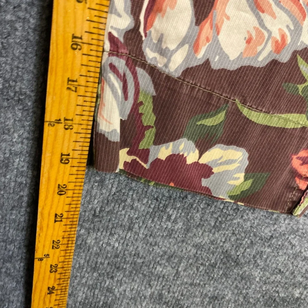 Lucky Brand Gene‎ Montesano Brown Floral Corduroy Crop Pants Womens 10 30 Mid